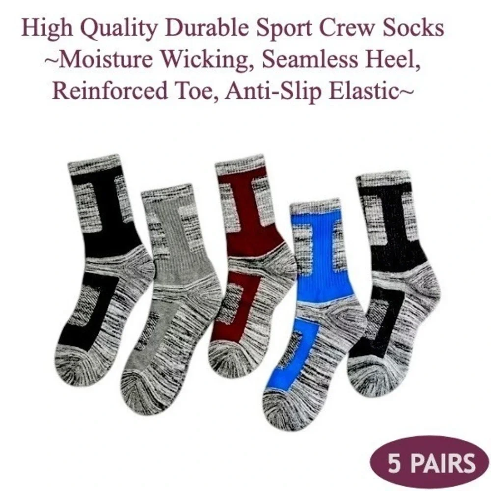 Calcetines Deportivos Tipo Crew Alta Calidad Talla Única Color Gris Multicolor 5